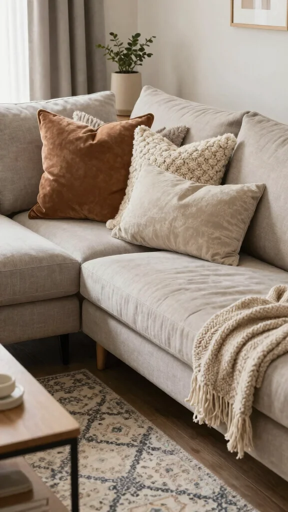 16 Throw Pillows Sectional Couch Ideas for a Cozy Setup - 3. Texture Is Everything 1