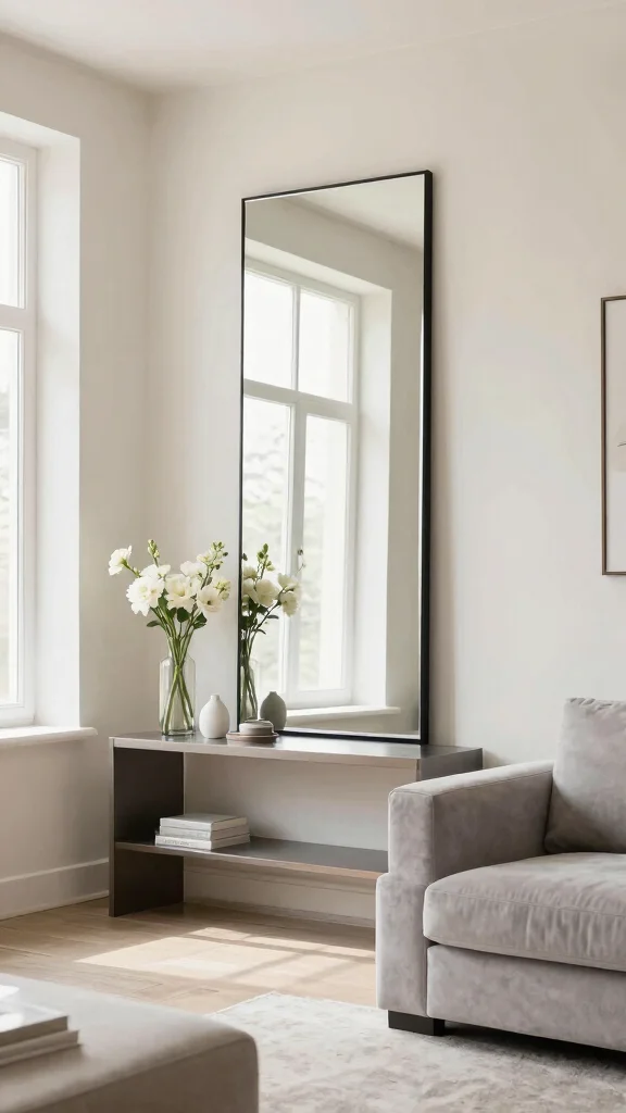 16 Vertical Mirrors on Wall Living Room Ideas for Height - 1. Floor-to-Ceiling Elegance 1