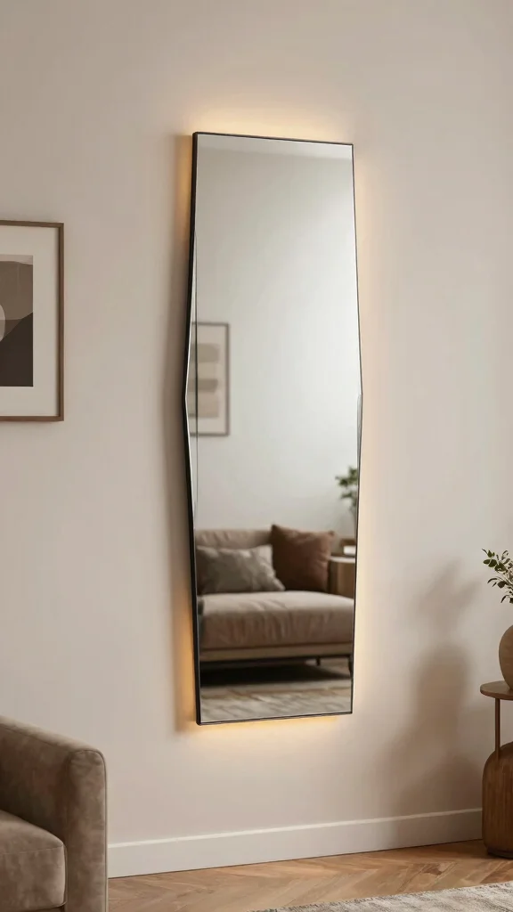 16 Vertical Mirrors on Wall Living Room Ideas for Height - 10. Mirrors as Art Pieces 1