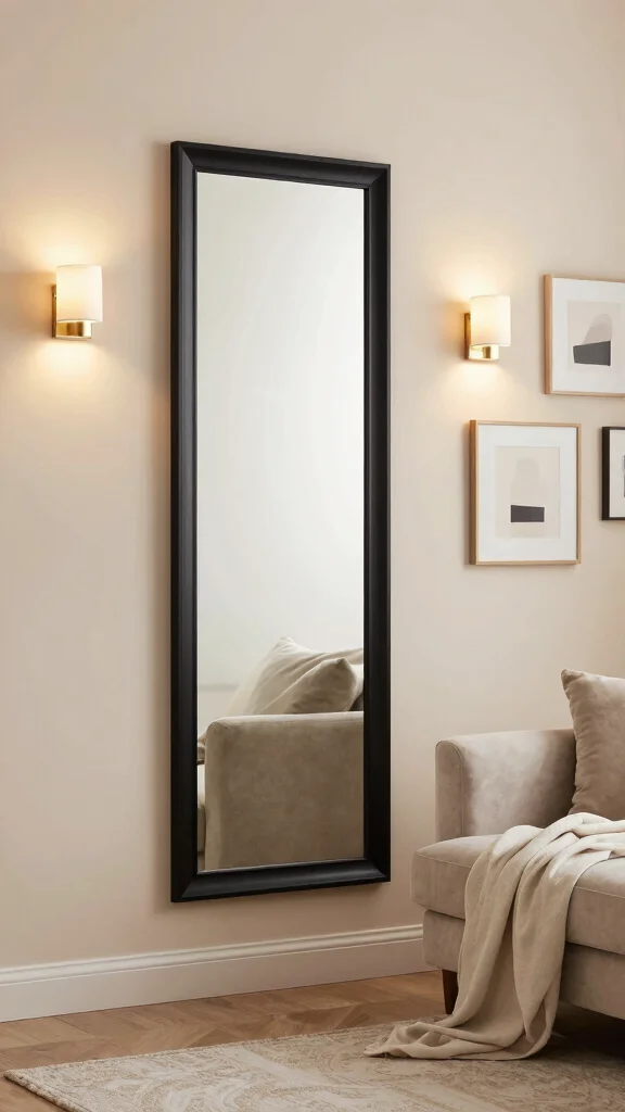 16 Vertical Mirrors on Wall Living Room Ideas for Height - 2. Framed for Focus 1