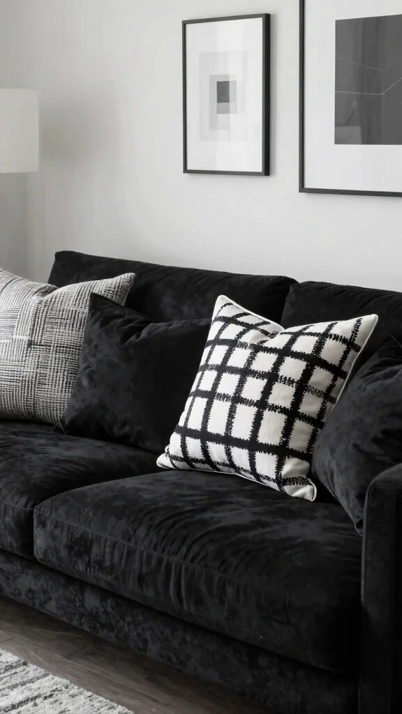 17 Black Couch Throw Pillows Ideas for a Modern Edge - 3. Monochrome Magic 1