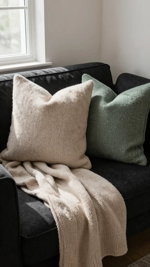 17 Black Couch Throw Pillows Ideas for a Modern Edge - 4. Cozy Knits 1