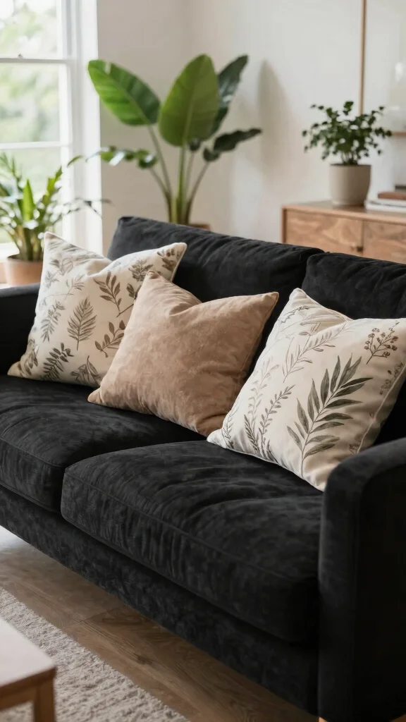 17 Black Couch Throw Pillows Ideas for a Modern Edge - 6. Eco-Friendly Fabrics 1