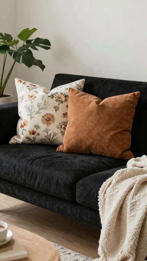 17 Black Couch Throw Pillows Ideas for a Modern Edge - 8. Seasonal Switch-ups 1