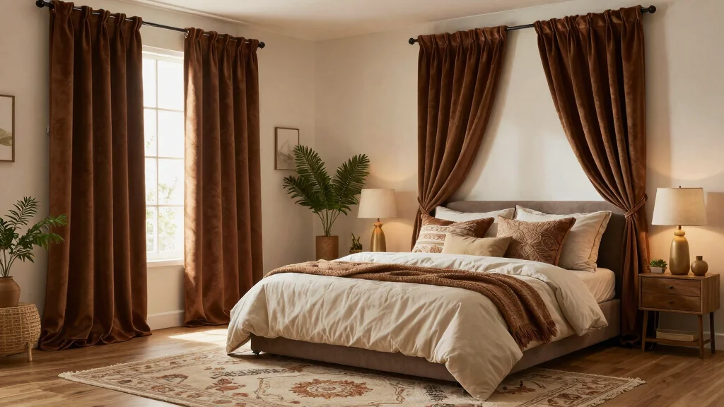17 Brown Velvet Curtains Bedroom Ideas for Warm Cozy Vibes