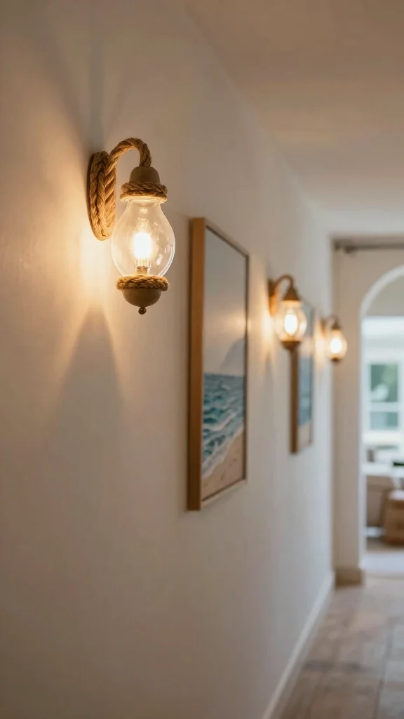 17 Coastal Lighting Fixtures Beach Houses Ideas for Breezy Style - 10. Glass and Rope Wall Lights 1