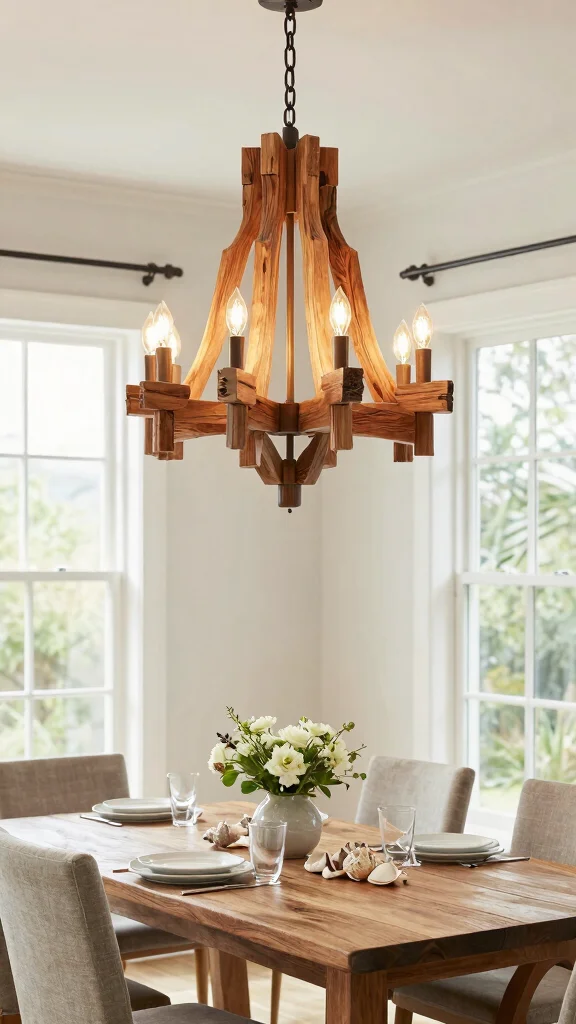 17 Coastal Lighting Fixtures Beach Houses Ideas for Breezy Style - 2. Reclaimed Wood Chandeliers 1