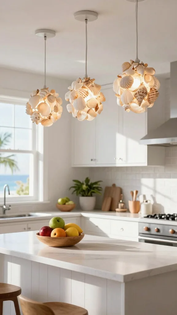 17 Coastal Lighting Fixtures Beach Houses Ideas for Breezy Style - 5. Seashell Pendant Lights 1