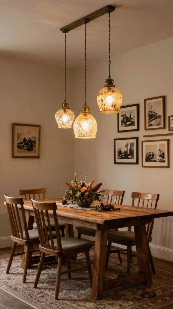 17 Dining Lighting Fixtures Ideas for Elegant Gatherings - 2. Vintage Pendant Lights: Charming Versatility 1