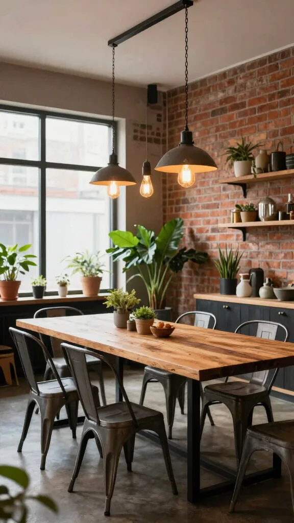 17 Dining Lighting Fixtures Ideas for Elegant Gatherings - 7. Industrial-Style Lighting: A Modern Vintage Twist 1
