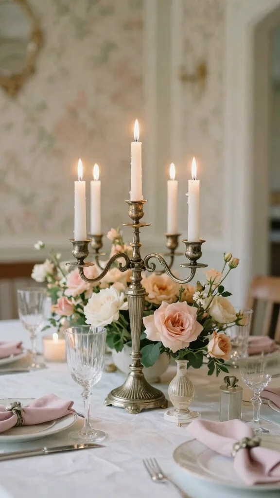 17 Dining Lighting Fixtures Ideas for Elegant Gatherings - 8. Vintage Table Centerpiece: An Illuminated Focus 1