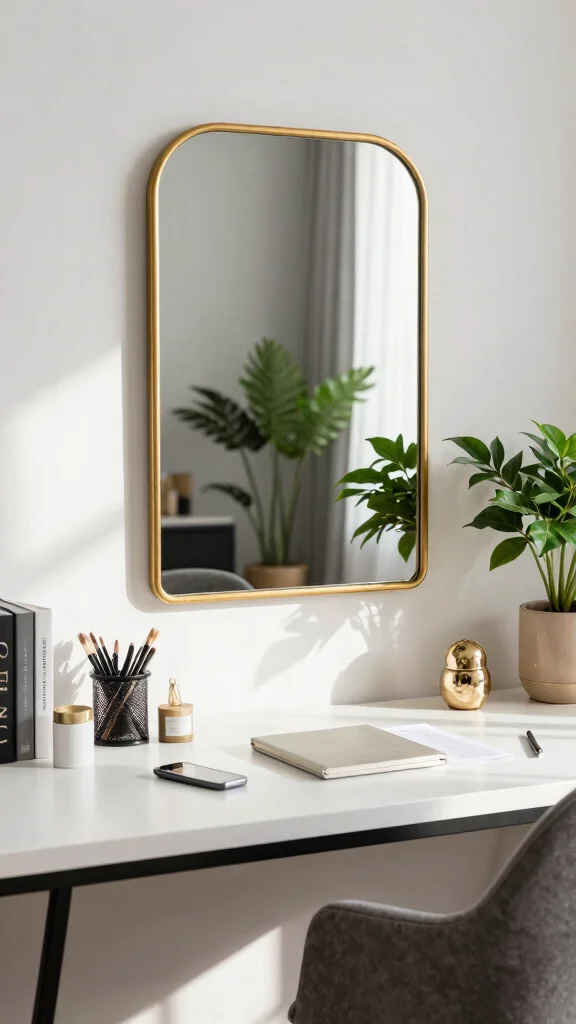 17 Gold Mirrors on Wall Ideas for a Luxe Touch - 11. Gold Mirrors for Functional Spaces 1