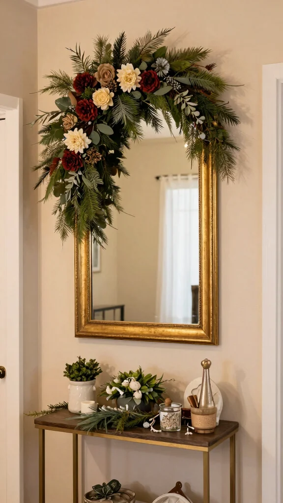 17 Gold Mirrors on Wall Ideas for a Luxe Touch - 12. Gold Mirrors for Seasonal Decor 1