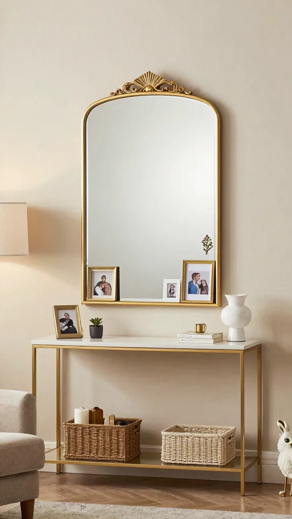 17 Gold Mirrors on Wall Ideas for a Luxe Touch - 16. Gold Mirrors with Personal Touches 1