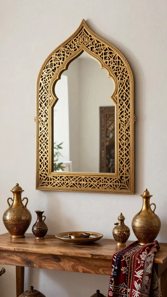 17 Gold Mirrors on Wall Ideas for a Luxe Touch - 17. Cultural Influences in Mirror Design 1