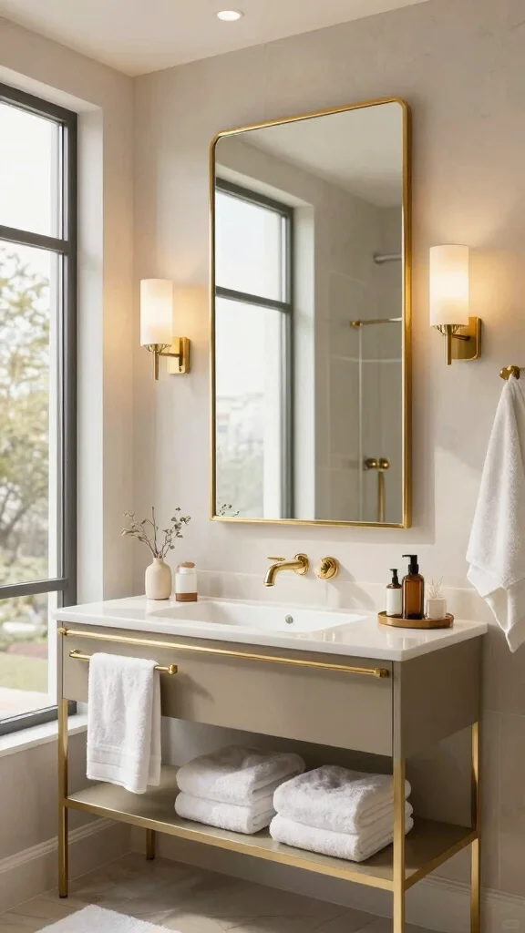 17 Gold Mirrors on Wall Ideas for a Luxe Touch - 8. Gold Mirrors in the Bathroom 1