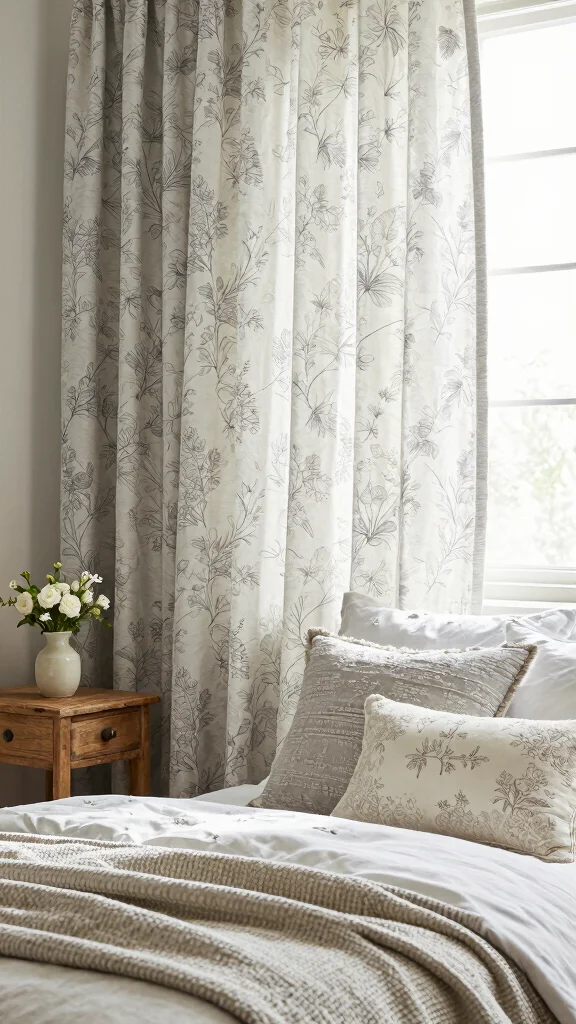 17 Grey and White Curtains Bedroom Ideas for a Timeless Style - 13. Vintage Inspirations 1