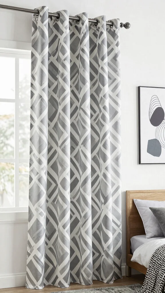 17 Grey and White Curtains Bedroom Ideas for a Timeless Style - 2. Bold Graphic Patterns 1