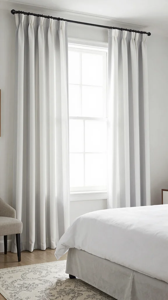 17 Grey and White Curtains Bedroom Ideas for a Timeless Style - 7. Subtle Stripe Patterns 1