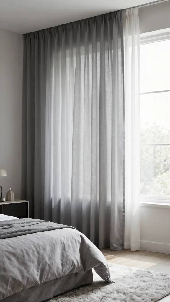 17 Grey and White Curtains Bedroom Ideas for a Timeless Style - 8. Layered Textures 1