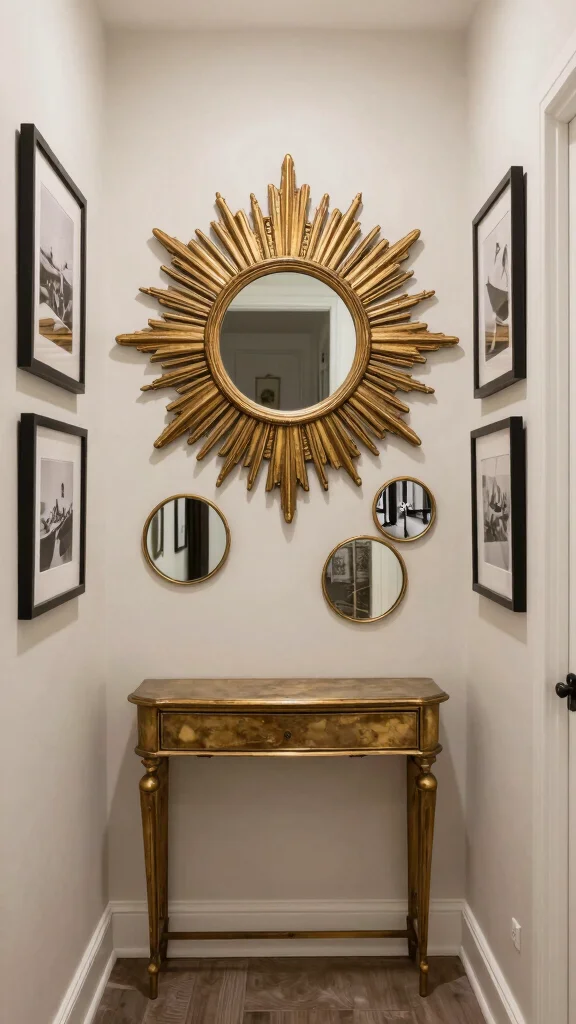 17 Hallway Wall Decor Mirrors Ideas to Brighten Narrow Spaces - 2. Decorative Sunburst Mirrors 1