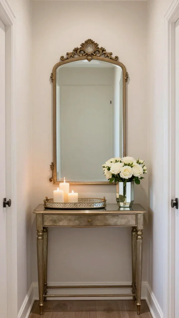 17 Hallway Wall Decor Mirrors Ideas to Brighten Narrow Spaces - 9. Mirrored Accessories 1