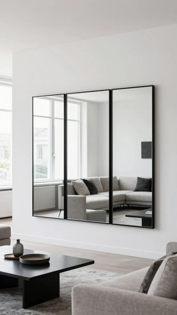 17 Panel Mirrors on Wall Ideas for Elegant Spaces - 14. Minimalist Approach 1