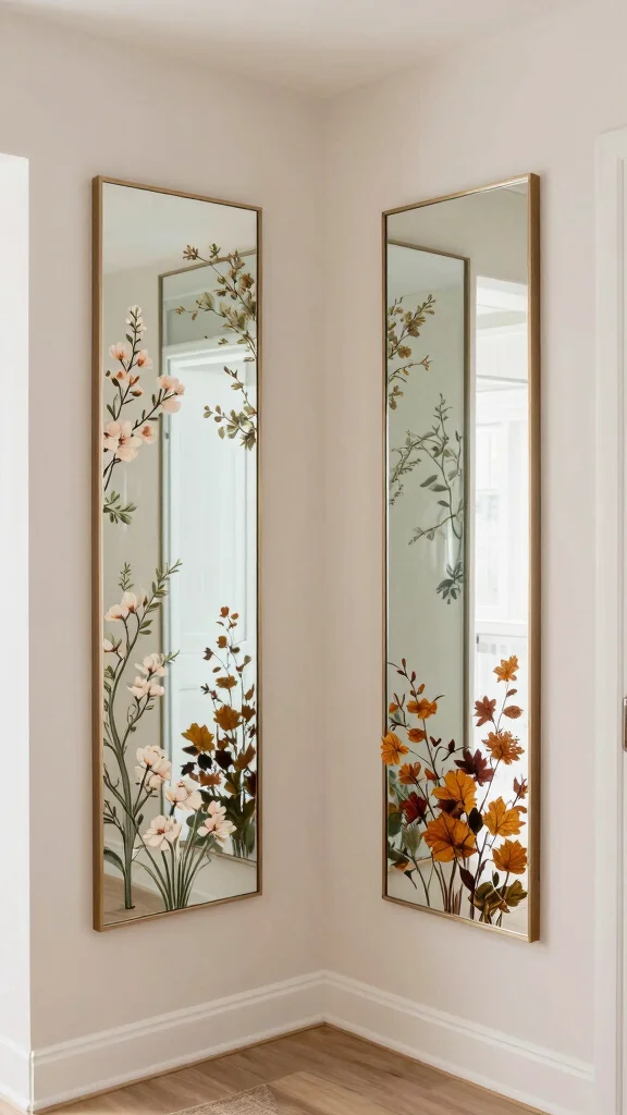 17 Panel Mirrors on Wall Ideas for Elegant Spaces - 17. Seasonal Changes 1