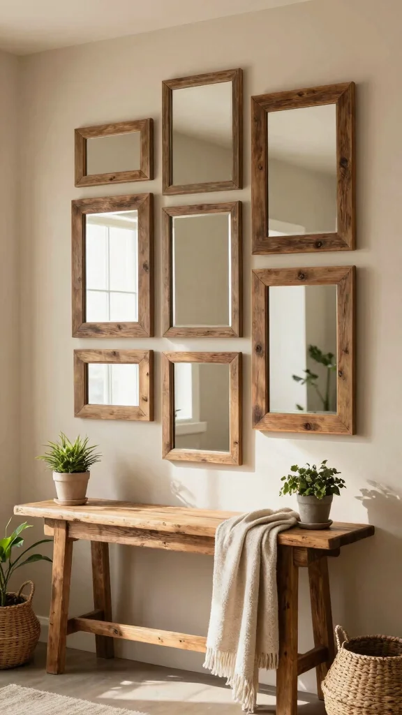 17 Panel Mirrors on Wall Ideas for Elegant Spaces - 3. Rustic Charm 1