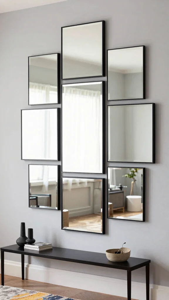 17 Panel Mirrors on Wall Ideas for Elegant Spaces - 4. Multi-Panel Designs 1