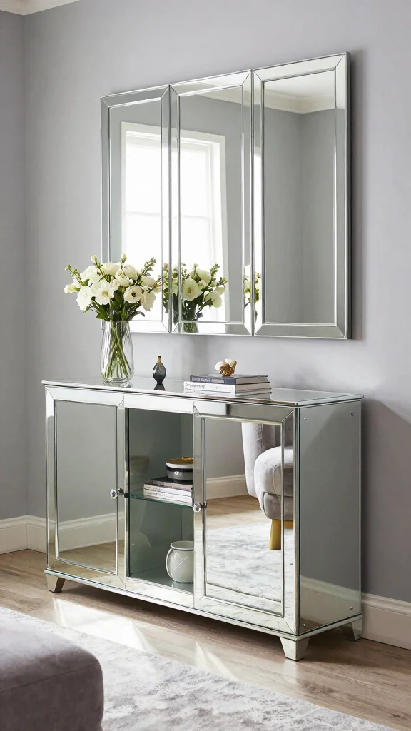 17 Panel Mirrors on Wall Ideas for Elegant Spaces - 7. Mirrored Furniture 1
