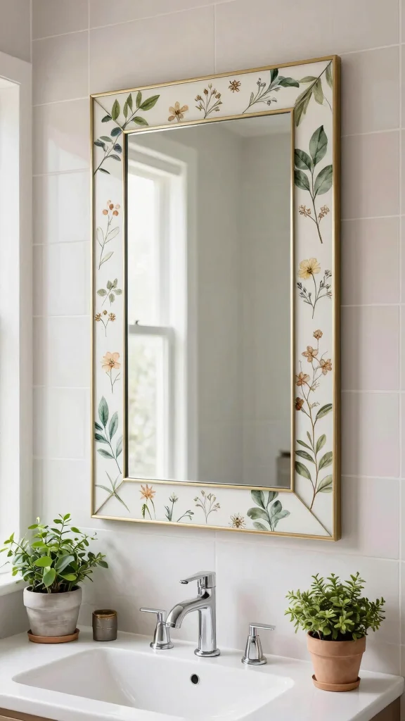 17 Panel Mirrors on Wall Ideas for Elegant Spaces - 8. Vintage Botanical Prints 1