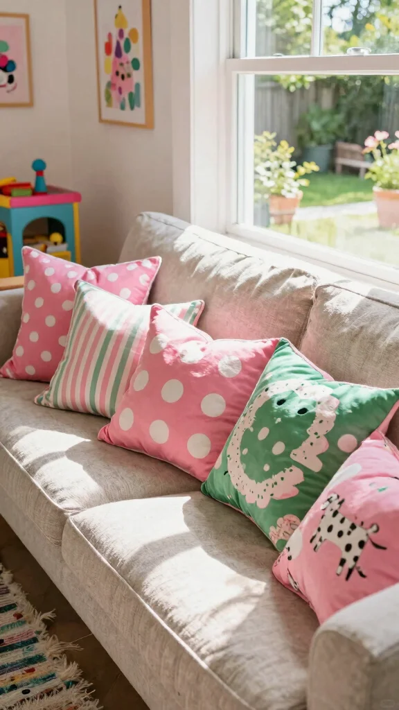 17 Pink and Green Throw Pillows Ideas for a Fresh Pop of Color - 1. Playful Patterns 1