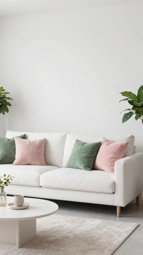 17 Pink and Green Throw Pillows Ideas for a Fresh Pop of Color - 10. Minimalist Accents 1