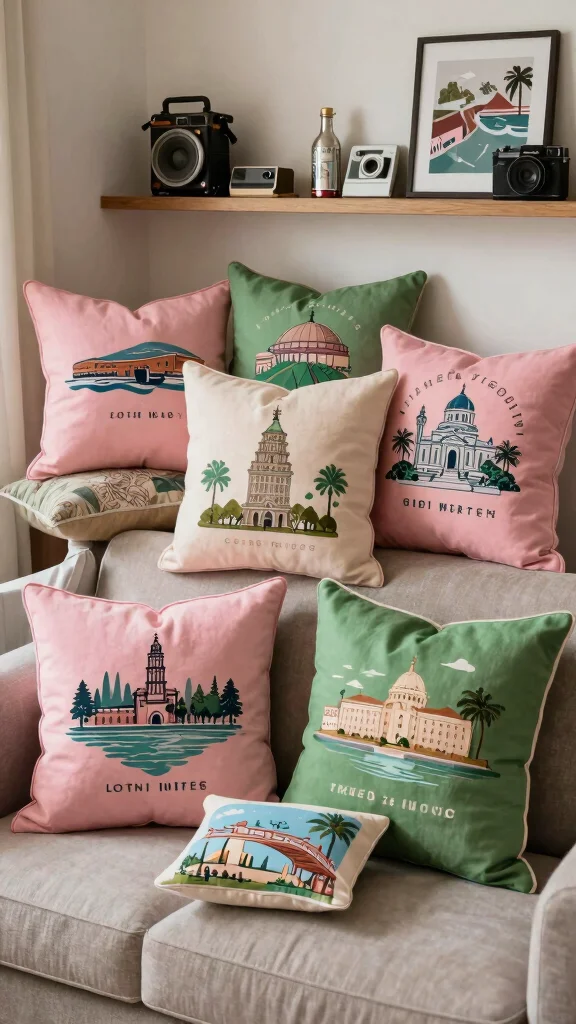 17 Pink and Green Throw Pillows Ideas for a Fresh Pop of Color - 14. Themed Collections 1