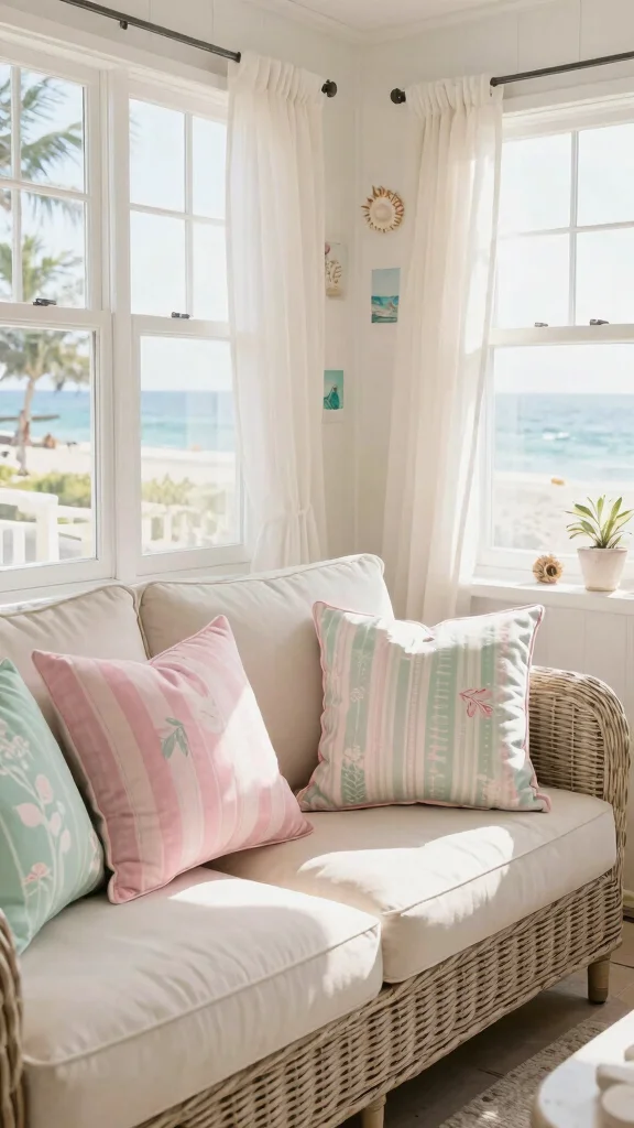 17 Pink and Green Throw Pillows Ideas for a Fresh Pop of Color - 6. Coastal Vibe 1