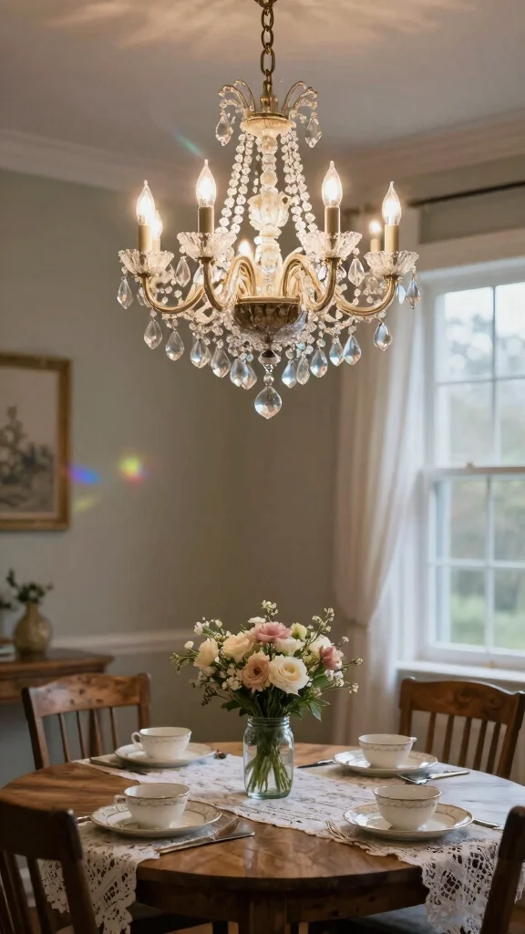 17 Shabby Chic Lighting Fixtures Ideas for Soft Romantic Spaces - 1. Vintage Crystal Chandeliers 1