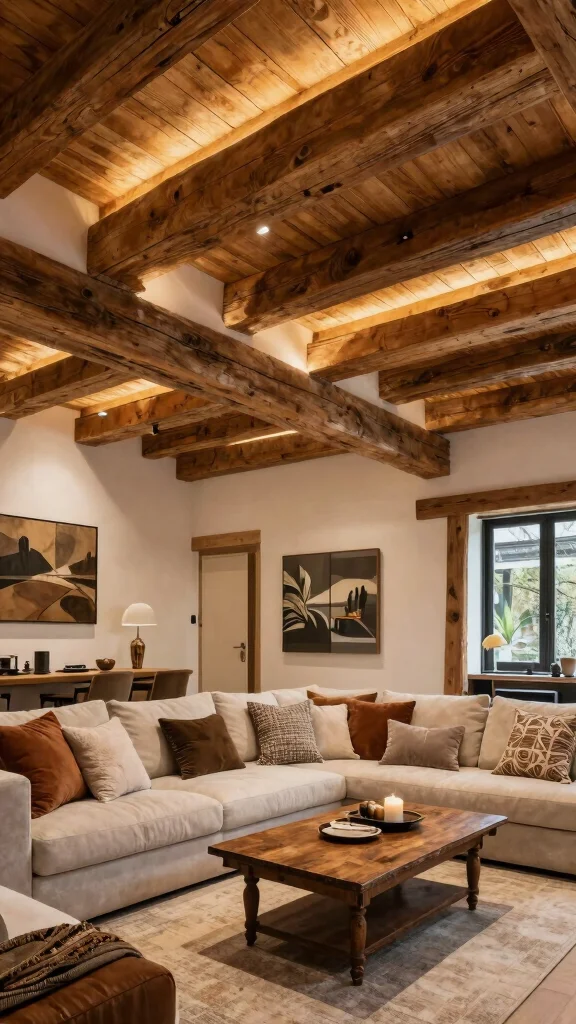 17 Shabby Chic Lighting Fixtures Ideas for Soft Romantic Spaces - 10. Rustic Beam Lighting 1