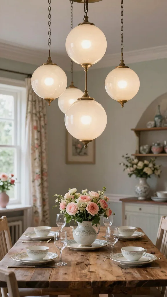 17 Shabby Chic Lighting Fixtures Ideas for Soft Romantic Spaces - 6. Vintage Glass Globe Fixtures 1