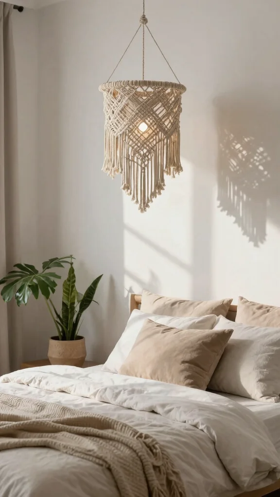 17 Shabby Chic Lighting Fixtures Ideas for Soft Romantic Spaces - 8. Bohemian Macrame Light Shades 1