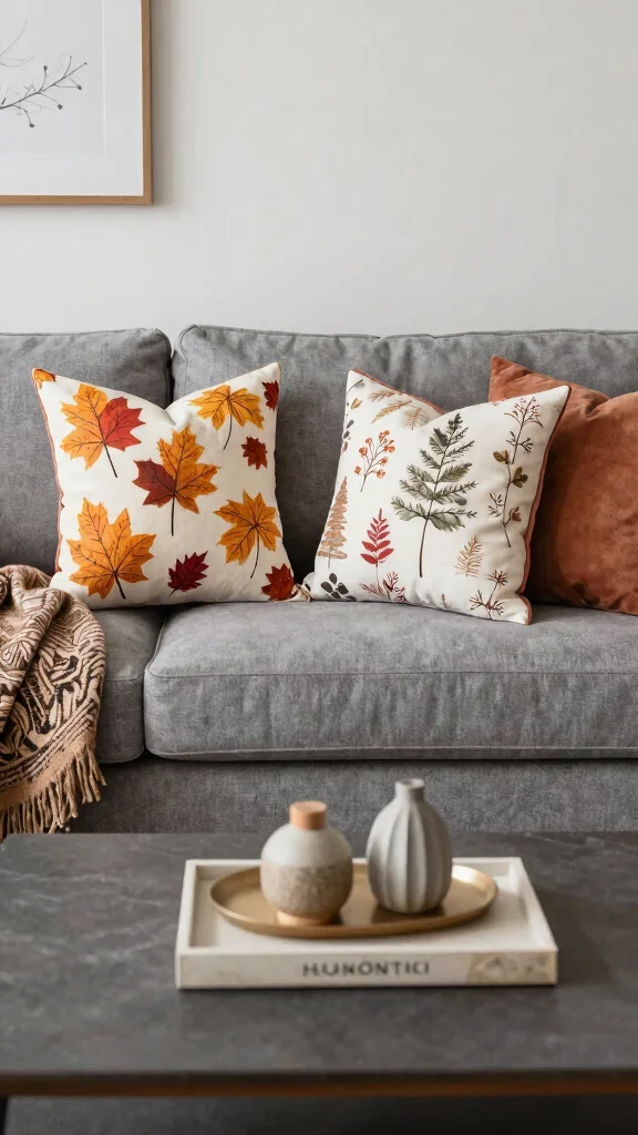 17 Throw Pillows for Gray Couch Ideas Designers Love - 10. Seasonal Decor Pillows 1