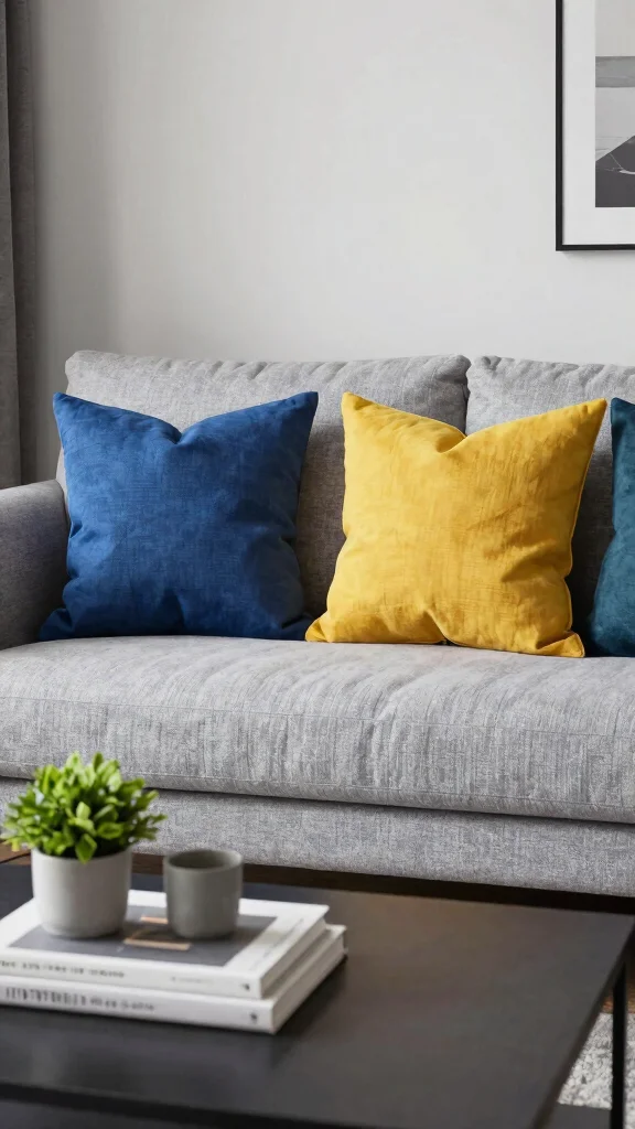 17 Throw Pillows for Gray Couch Ideas Designers Love - 14. Color Blocked Designs 1
