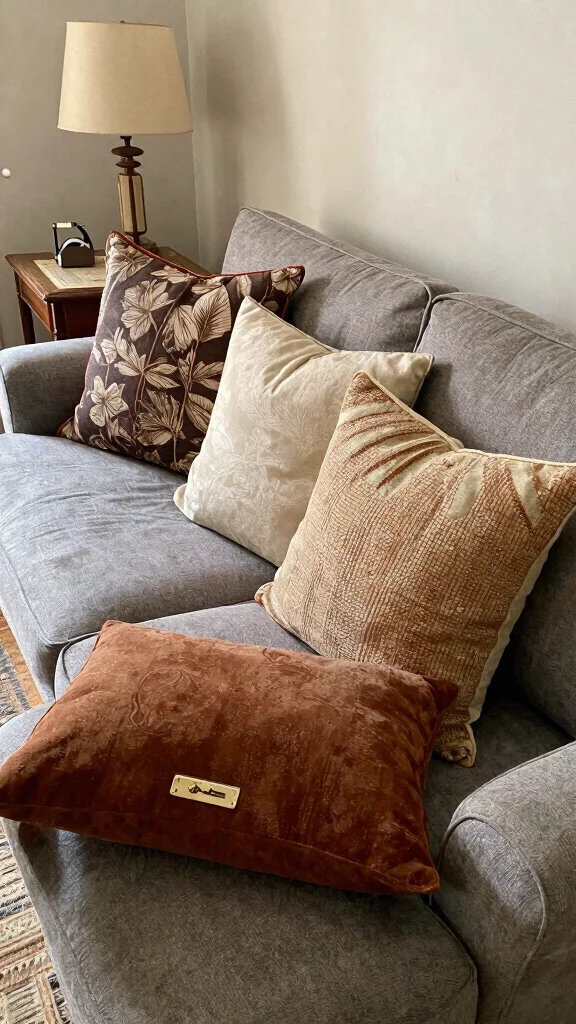 17 Throw Pillows for Gray Couch Ideas Designers Love - 17. Vintage Finds 1