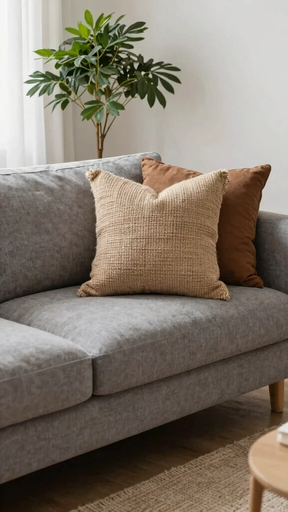 17 Throw Pillows for Gray Couch Ideas Designers Love - 3. Hemp Fiber Pillows 1