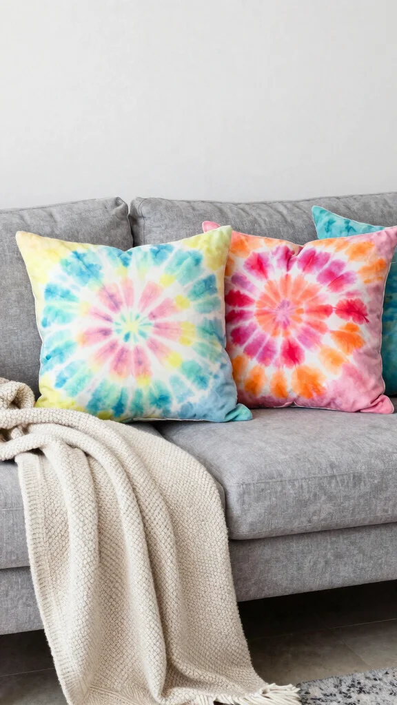 17 Throw Pillows for Gray Couch Ideas Designers Love - 7. Tie-Dye and Watercolor Styles 1