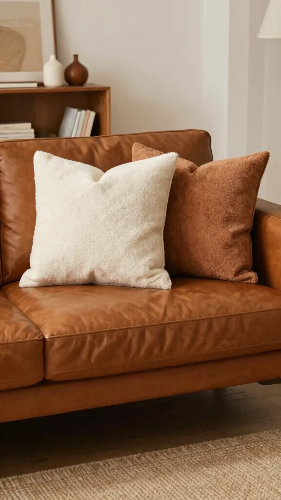 17 Throw Pillows for Leather Couch Ideas That Add Warmth - 16. Soft Chenille Comfort 1