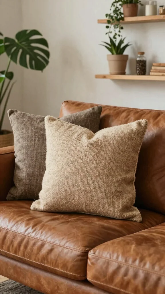 17 Throw Pillows for Leather Couch Ideas That Add Warmth - 17. Sustainable Hemp Fibers 1