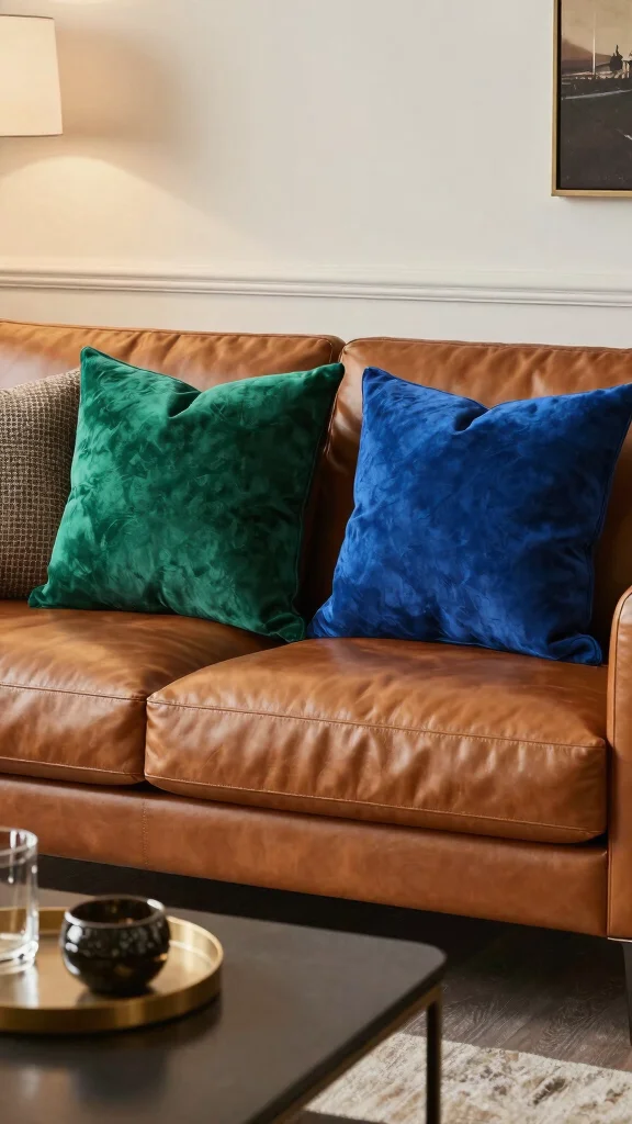 17 Throw Pillows for Leather Couch Ideas That Add Warmth - 4. Eco-Suede Luxury 1