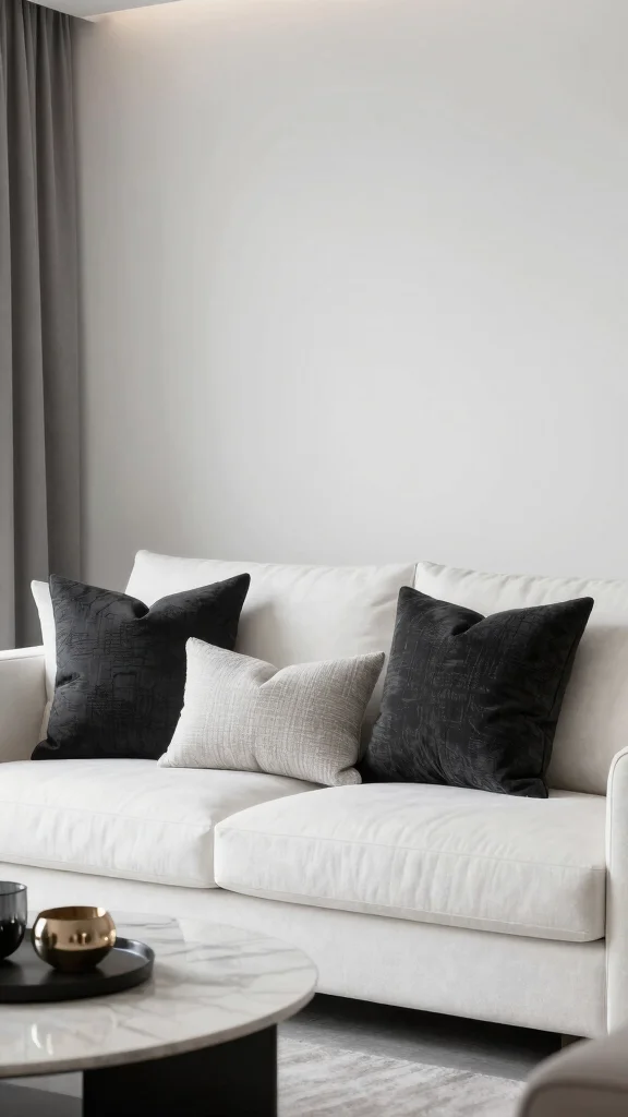 17 Throw Pillows for White Couch Ideas That Feel Fresh - 10. Minimalist Monochrome 1