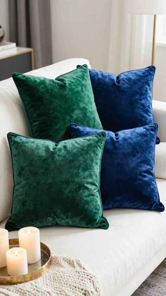 17 Throw Pillows for White Couch Ideas That Feel Fresh - 3. Soft Velvet Cushions 1